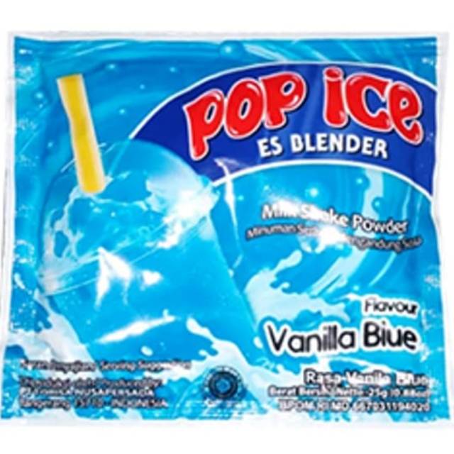 

Pop ice vanilla blue perrenteng isi 10 sachet