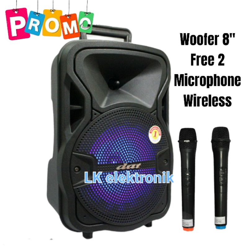 Speaker Aktif Portable GMC 897C Bluetooth Karaoke Xbass + Mic Kabel Original / DAT  8 inch DT 820QD