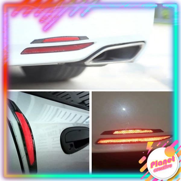 Door Guard Karet Pelindung Pintu Mobil Karbon Reflektor Merah