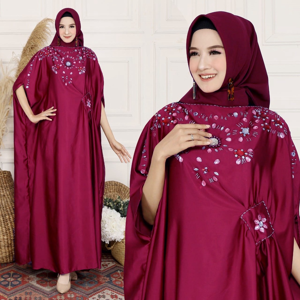 HOPYLOVY - Kaftan Lestari Manik &amp; Mote bahan Velvet Roberto