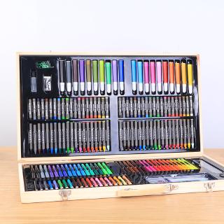 180PCS Crayon Set Alat Gambar Box Kayu  Alat Tulis Lukis 