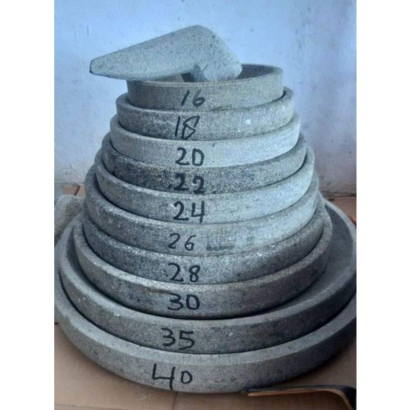 Cobek batu asli 100 % Uk 40cm - Gilingan asli batu Free ulekan