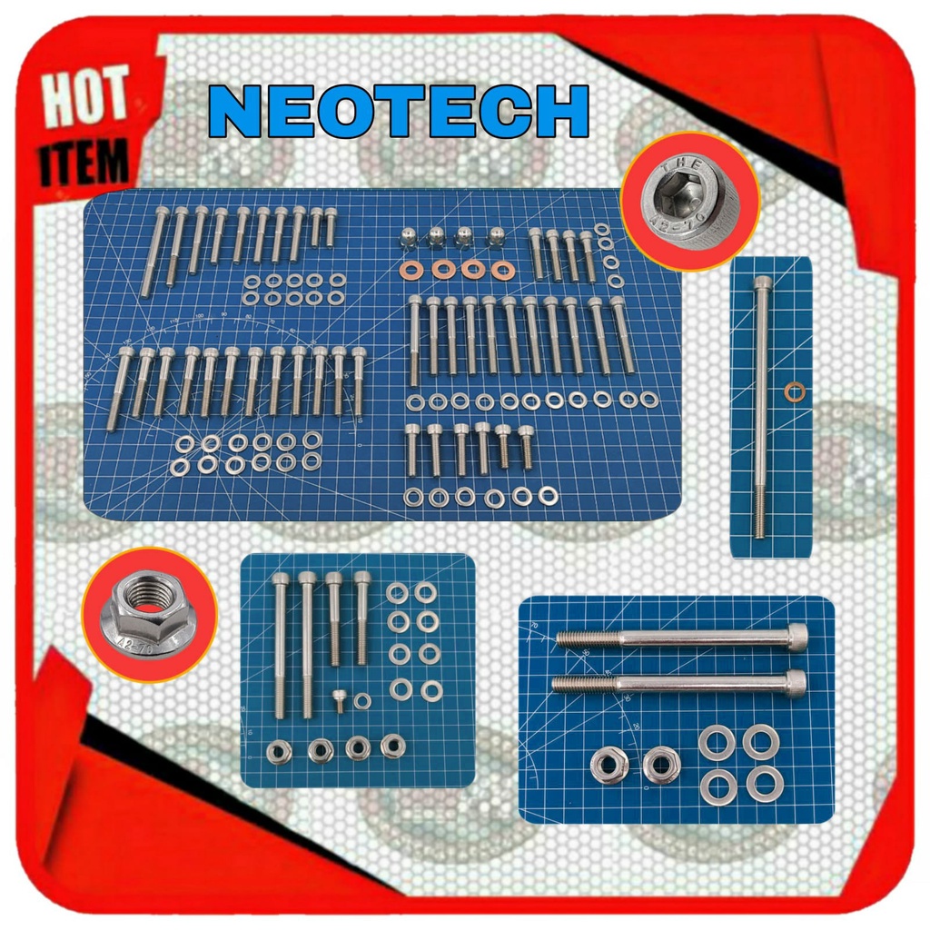 Paket Baut L STAINLESS Mesin & Pangkon Sasis Honda GLPRO GL PRO & MAX  NEOTECH