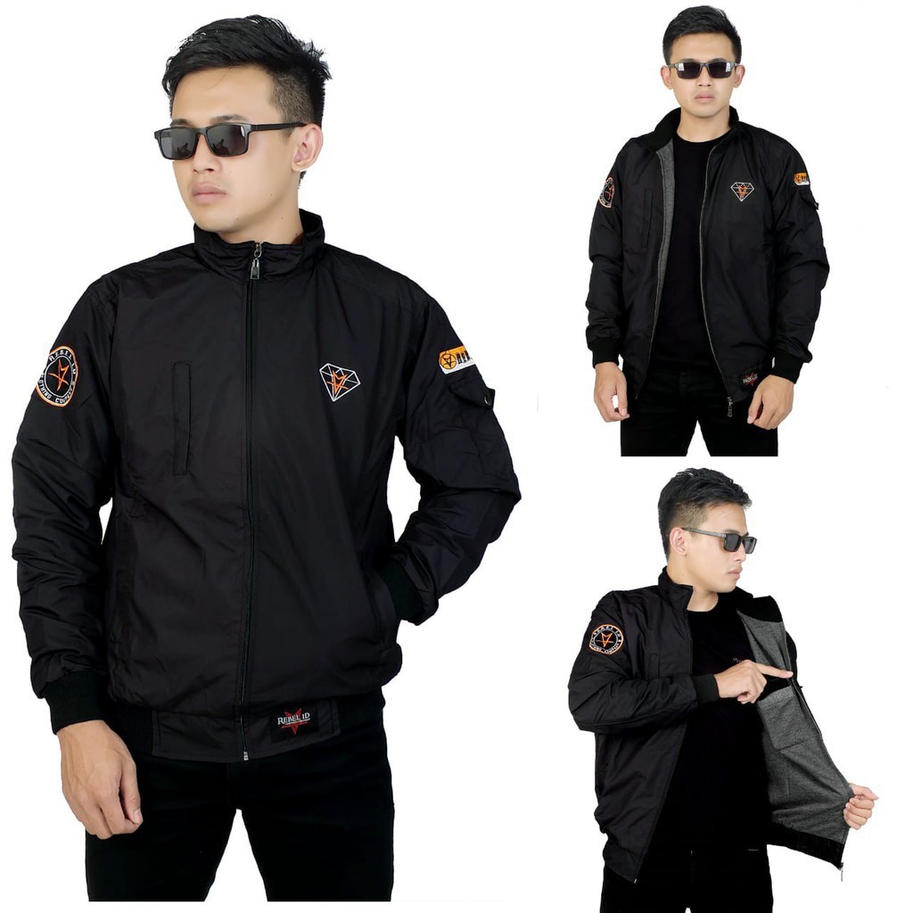 ARS JAKET PRIA CASUAL SIMPLE ORIGINAL REBEL ID / JAKET MOTOR PRIA / JAKET BOMBER / JAKET SGM-Diamond > Hitam