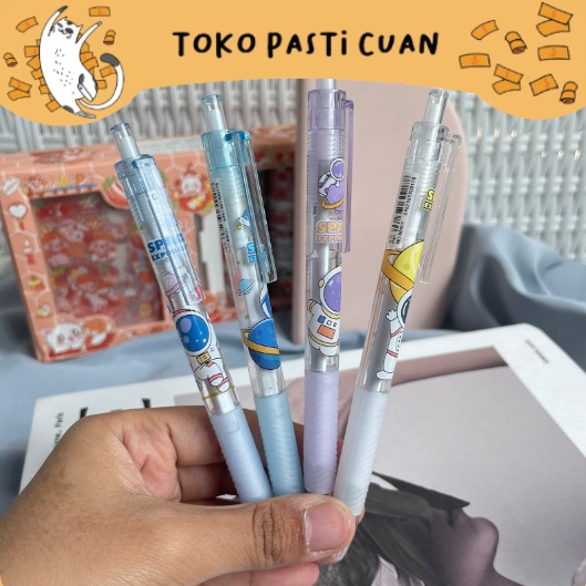 

pulpen pena cetek tinta hitam karakter astronot keperluan sekolah anak pen lucu imut unik bolpen fancy keren atk alat tulis kantor bisa COD termurah import korea