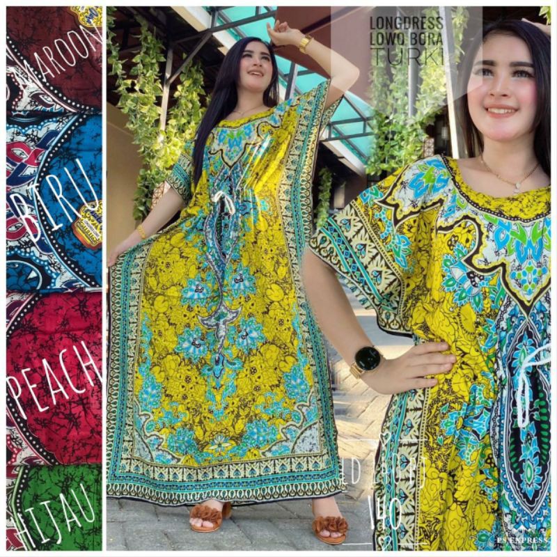 Daster jumbo lengan pendek longdres lowo bora turkey baju murah wanita kekinian