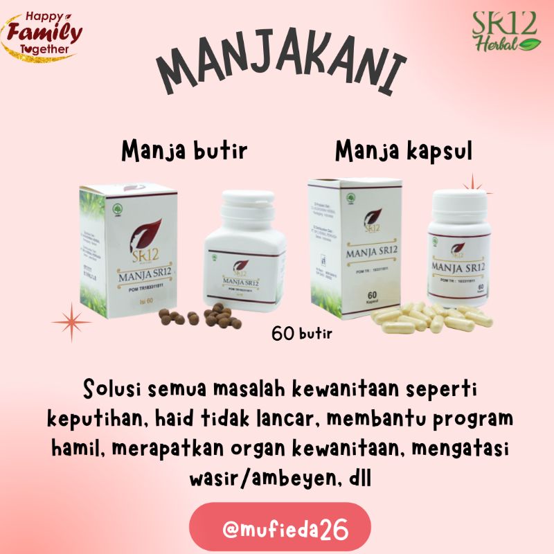 

Manjakani SR12 Herbal Promil Keputihan Pelancar Haid Obat Kista Miom Merapatkan Miss V