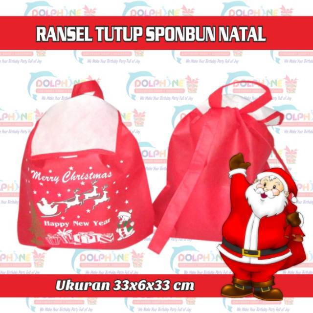 

TAS NATAL - Ransel Tutup Sponbun motif Natal