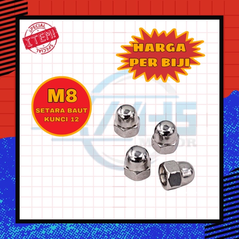 Mur topi stainless m8 (baut 12 /13 )
