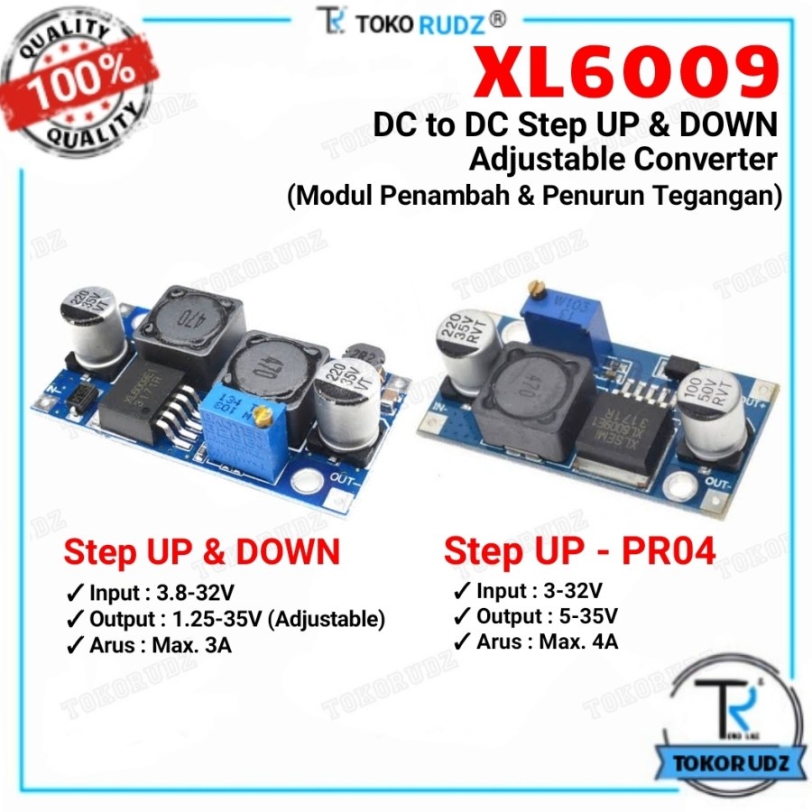 Step UP DOWN DC to DC XL6009 Modul Auto Adjust Buck Boost Penaik Penurun Tegangan