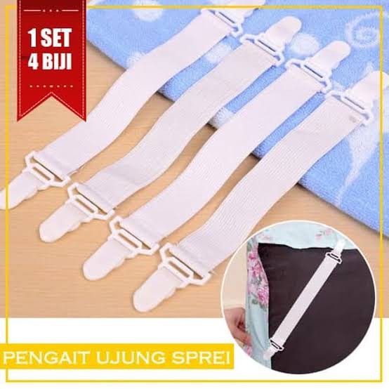 Karet Jepitan Ujung Sprei - Karet Pengencang Ujung Sprei- Penjepit Sudut Sprei - 4pc