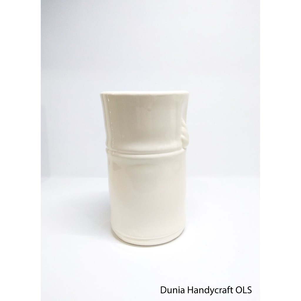 Dijual Vas   Pot Bunga Keramik Bambu Bulat   Vas Keramik Dekorasi Murah