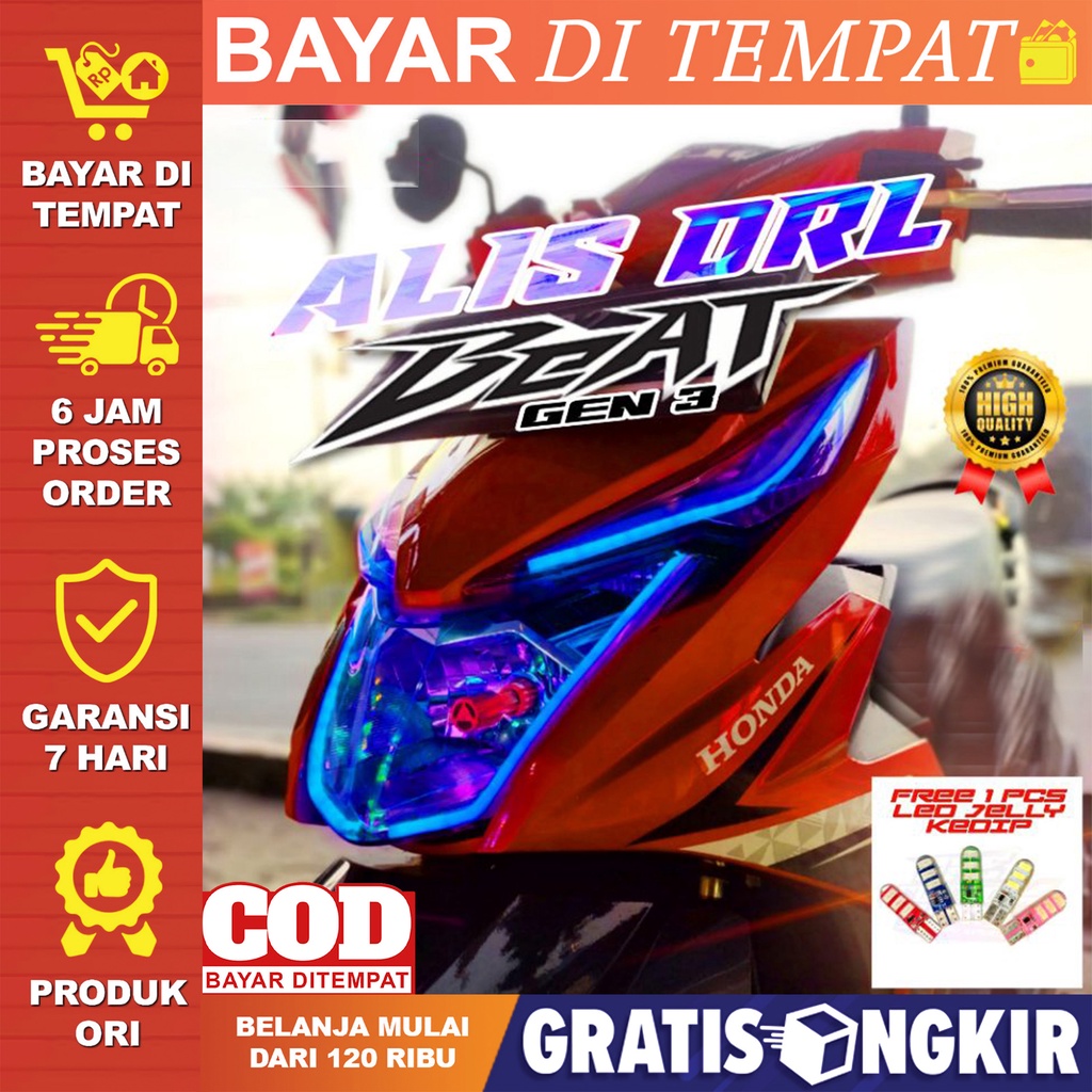 LAMPU LED ALIS BEAT / BEAT STREET BONUS ALIS SEIN DAN BOMUS LED JELLY KEDIP LED VARIASI LAMPU DEPAN 