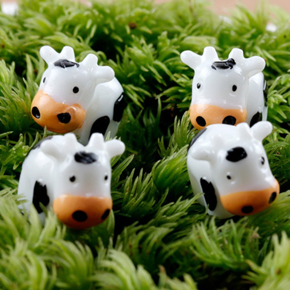 REBUY Cute Miniatures Mini Micro Landscape Figurines Animals Craft Kawaii Cow 10pcs DIY Accessories Fairy Garden/Multicolor