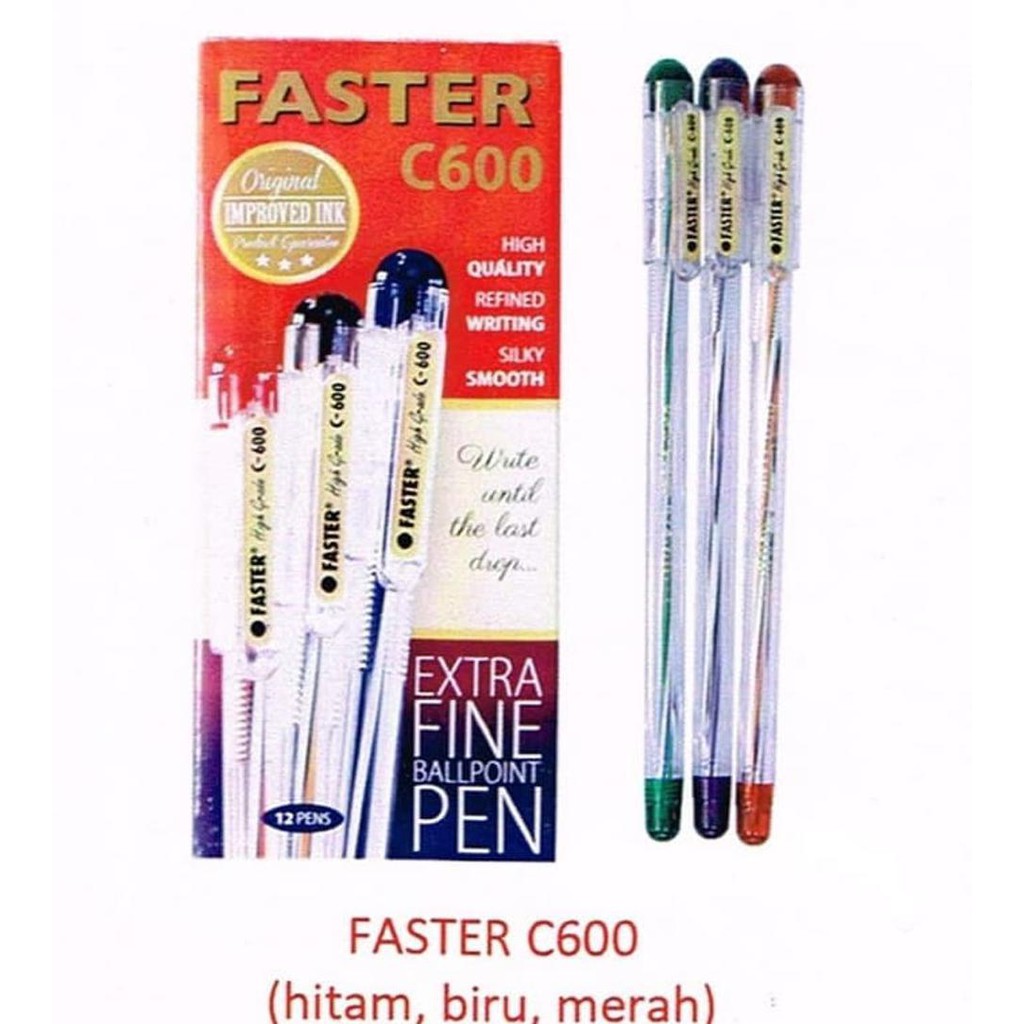 

TERMURAH FASTER PEN PULPEN C600 EXTRA FINE 1 KOTAK 1 LUSIN BALLPOINT BOLPEN