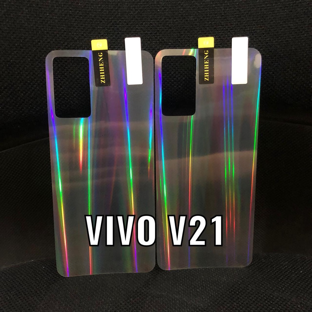 VIVO Y33S Y21A Y21T Y21S Y21 2021 V21 4G V21 5G ANTI GORES BELAKANG SKIN AURORA, GARSKIN PELANGI AURORA CLEAR TRANSPARAN ANTI JAMUR PELINDUNG BACK Y21 A S T