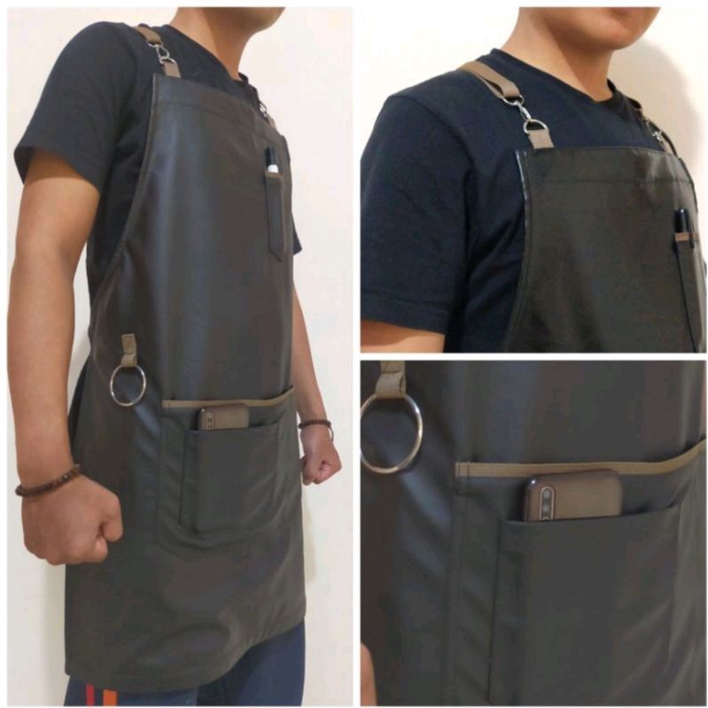 Apron Kulit Celemek Masak Barista Chef-Barber Asli Garut