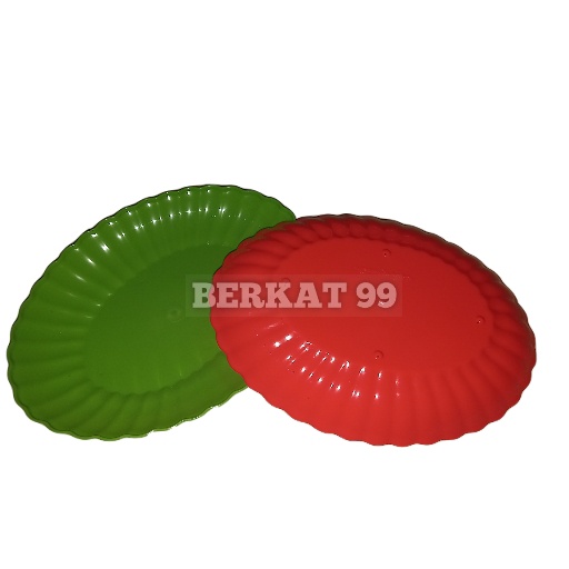 PIRING OVAL PLASTIK 25 CM / PIRING LENGSER SAJI PLASTIK DAUN WARNA / KECIL