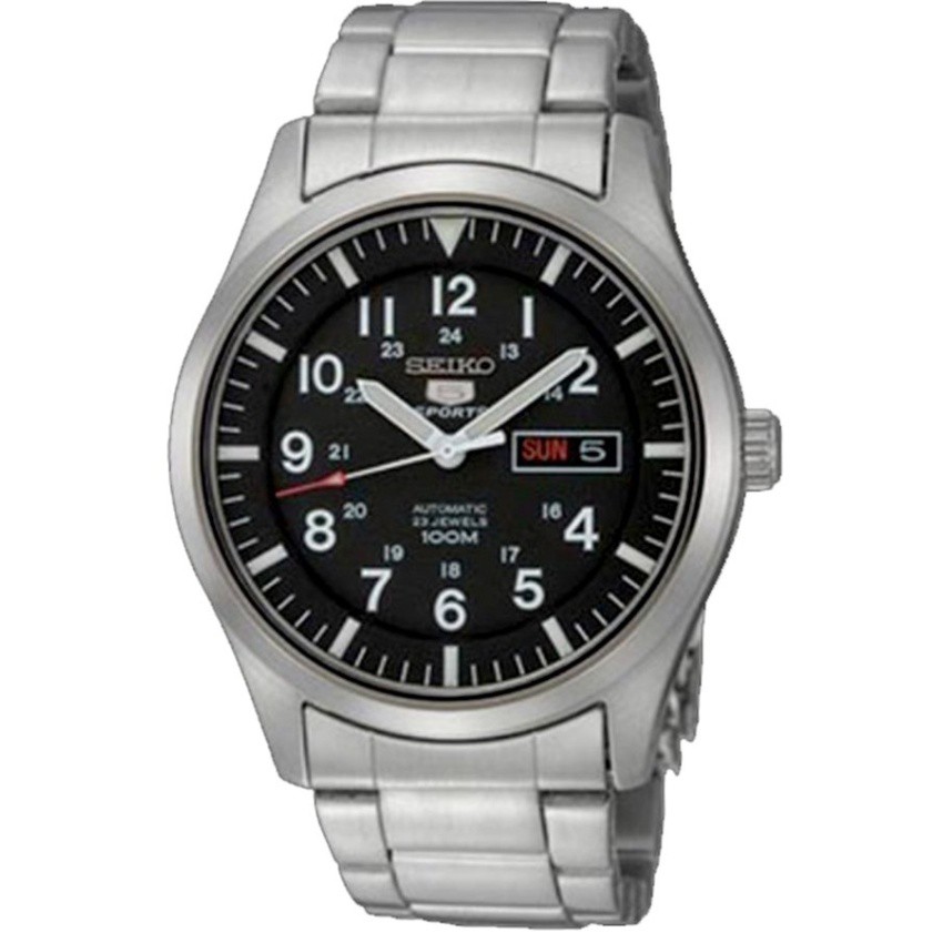 Seiko Original - Seiko 5 Automatic Military Jam Tangan Pria - Silver - Stainless Steel - SNZG13K1