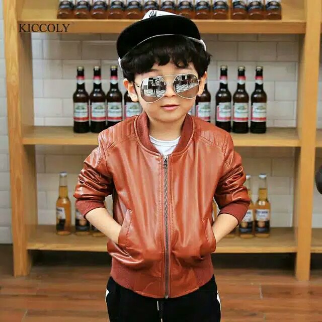 Premium Jaket Anak Laki-Laki Untuk Umur 3 Sampai 12 Tahun Kulit Sintetis