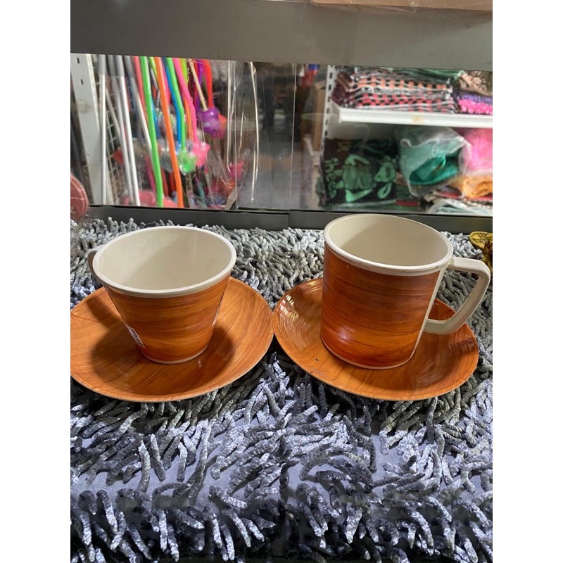 Cangkir Set Melamin Onyx Premium Tatakan dan Cangkir