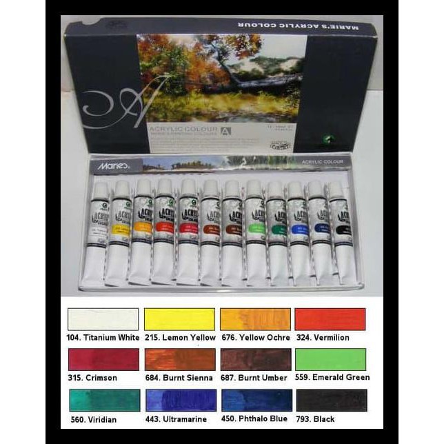 

READY STOK CAT ACRYLIC MARIES 12 WARNA 12 ML 1 PACK PAKET ALAT TULIS MURAH TERLENGKAP