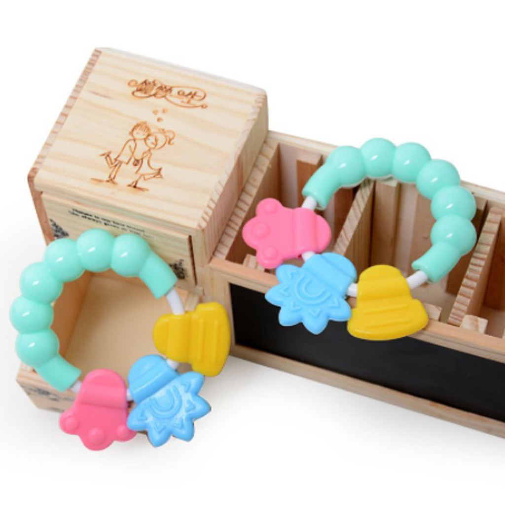 ♫ Megata ♫ A121 Mainan teether bayi Dengan Rrattle Gigitan Silikon Anak Import