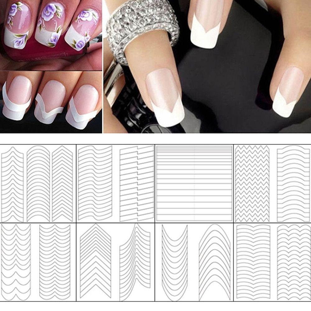 Mxbeauty 10 Lembar / lot Stiker Kuku Extension Warna Putih Untuk Nail Art / Manicure DIY