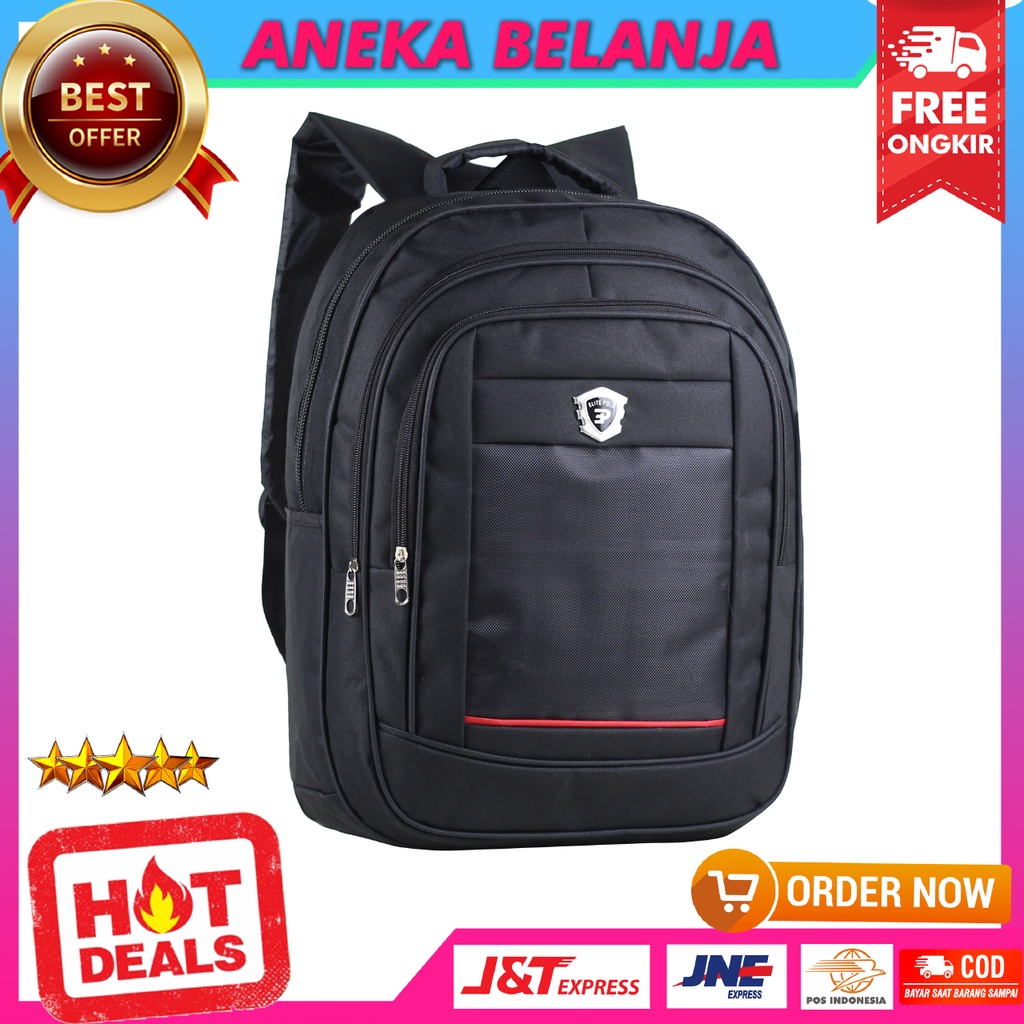 Tas Ransel Pria Model Elite Polo Global Hitam Merah Backpack Seminar Kuliah Kerja Dinas