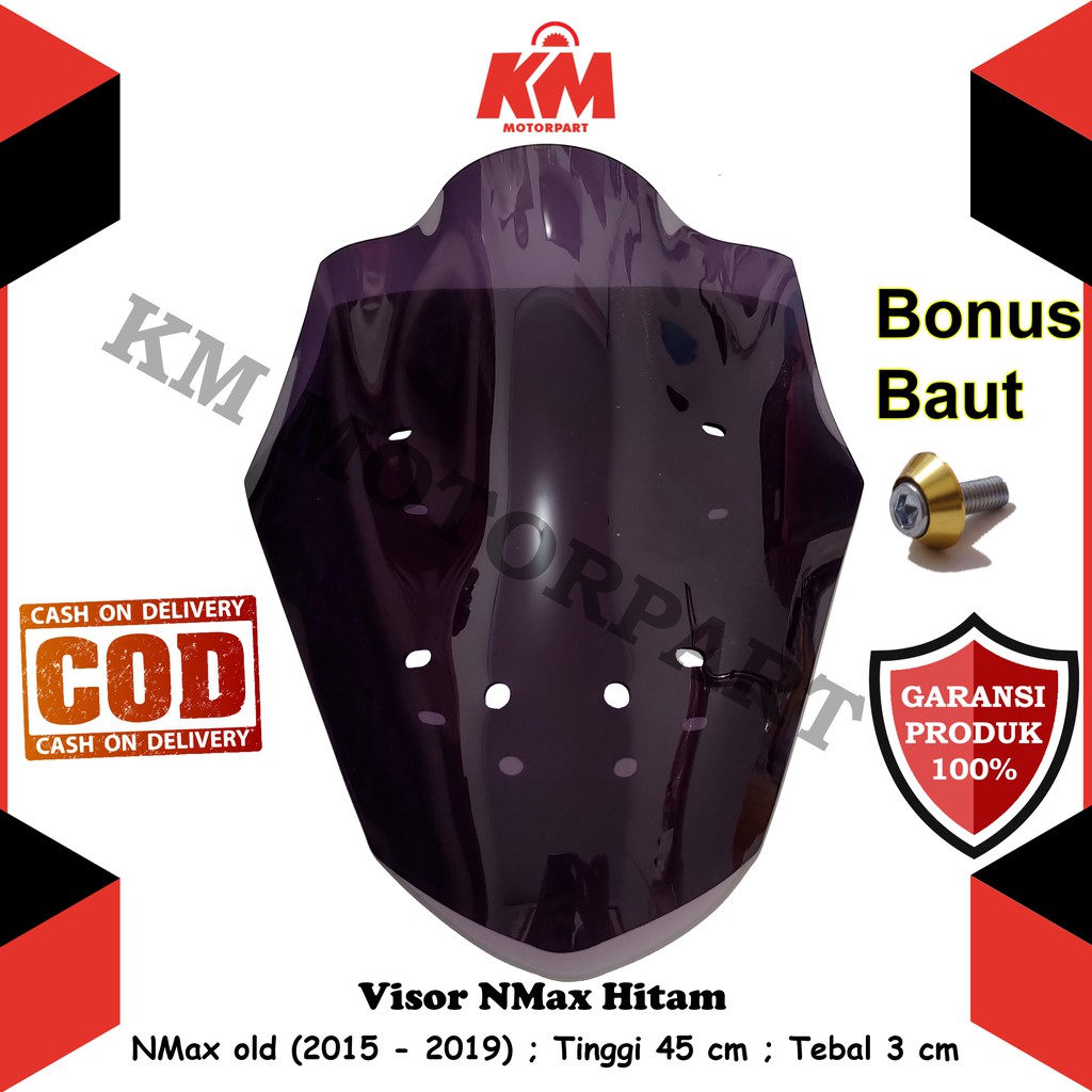 Visor Windshield Nmax Model Jenong Tebal 3 mm Panjang 45 cm Bahan Mika Akrilik Variasi N Max