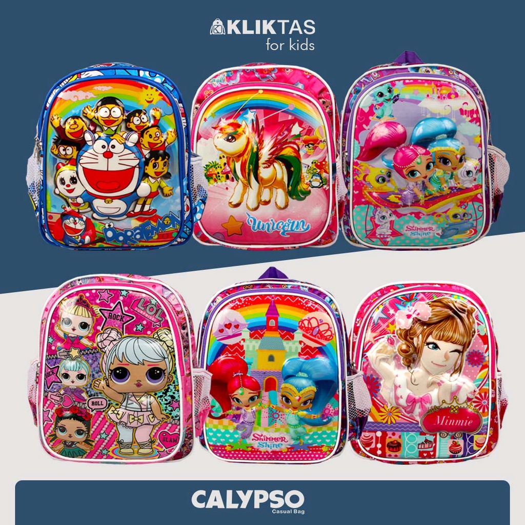 [KLIKTAS] Tas Ransel Anak Perempuan TK Paud Gambar Kartun Calypso 3711 / Backpack Sekolah karakter Hello Kitty