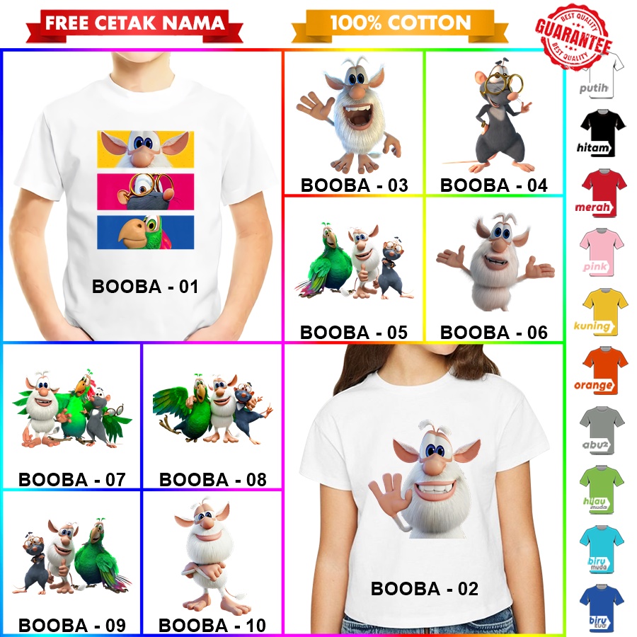 [FREE NAMA!!] Baju Kaos ANAK DAN DEWASA BOOBA BANYAK MOTIF