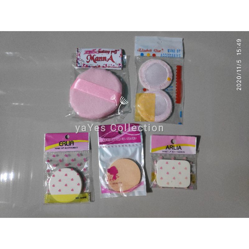 Spons bedak padat tabur basah kering tali make up Puft Puff powder bulat kotak cuci muka spon remaja