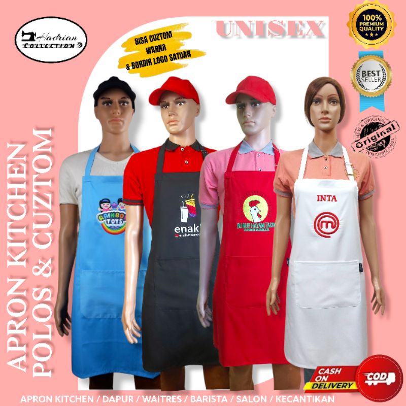 Celemek apron Custom Celemek Dapur Celemek masak Celemek waitres Celemek Barista Celemek grosir murah.