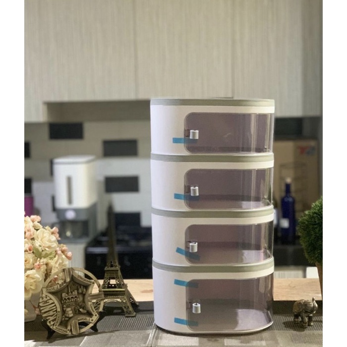 Food Storage 4 Susun Tudung Saji Model Portable Terbaru Warna Putih