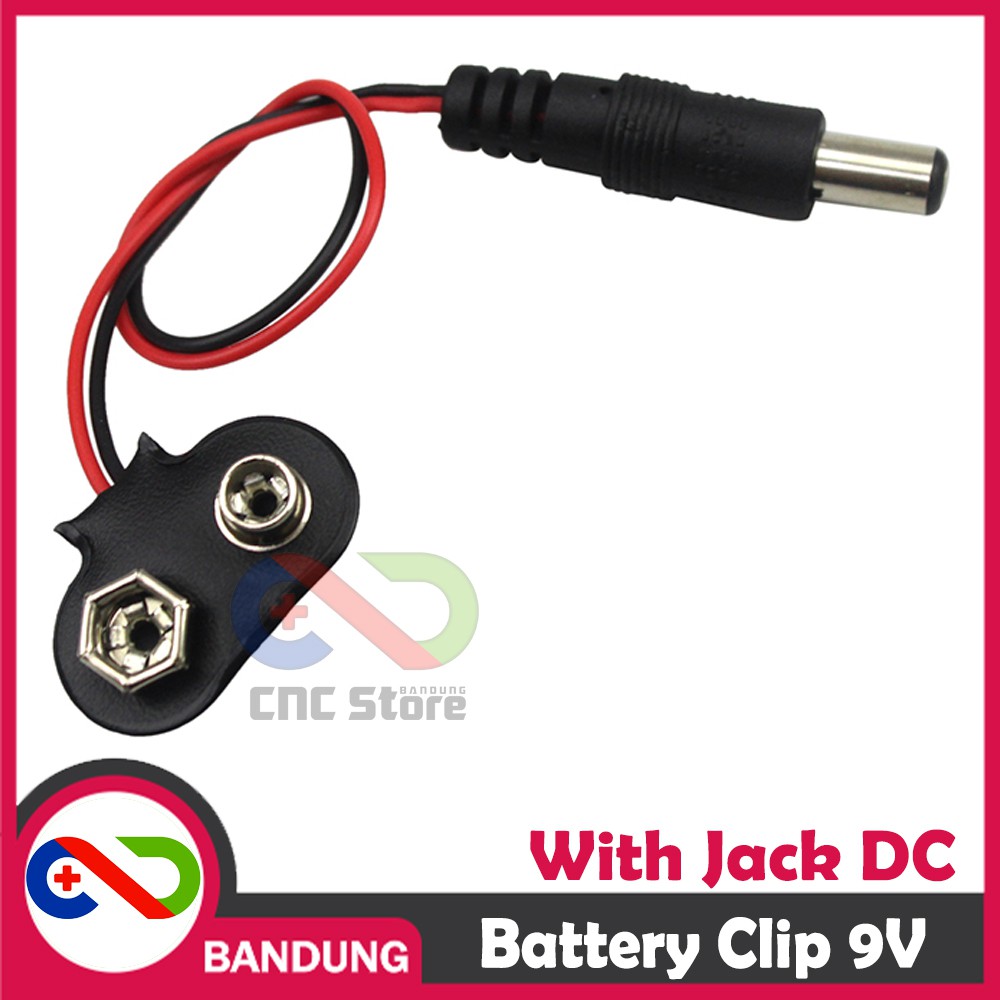 9V BATTERY BATERAI CLIP ADAPTER WITH DC JACK ARDUINO UNO MEGA