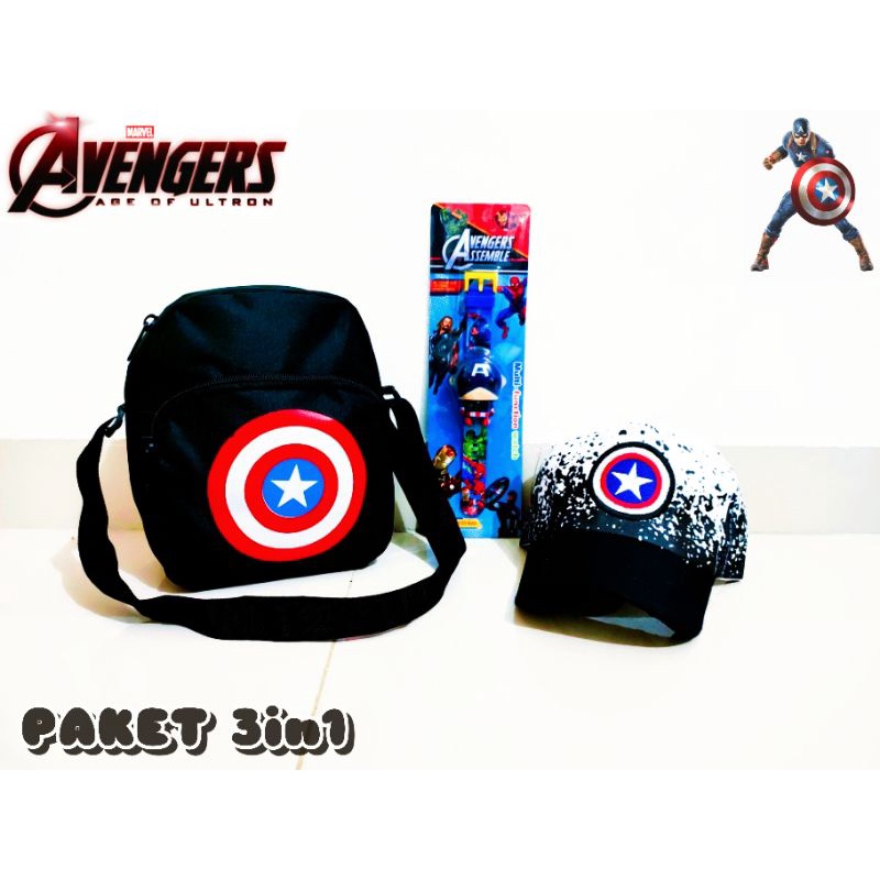 KSO_BAG - Tas Selempang Anak Laki Laki 3in1 Termurah Motif Carakter Mini SUPER HERO Korea Style