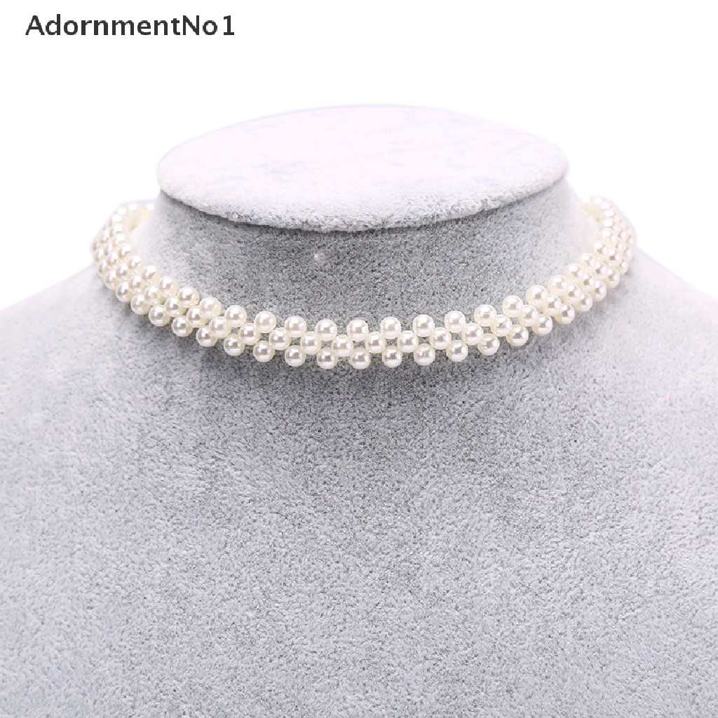 (AdornmentNo1) Kalung Choker Gaya Etnik Bohemia Aksen Mutiara Imitasi Untuk Perhiasan Wanita