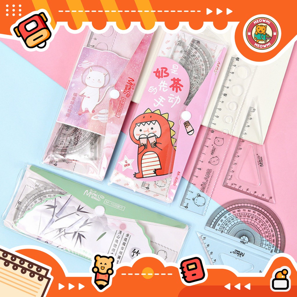 

Penggaris Set 4 in 1 Ruler Stationery Lucu RL0018