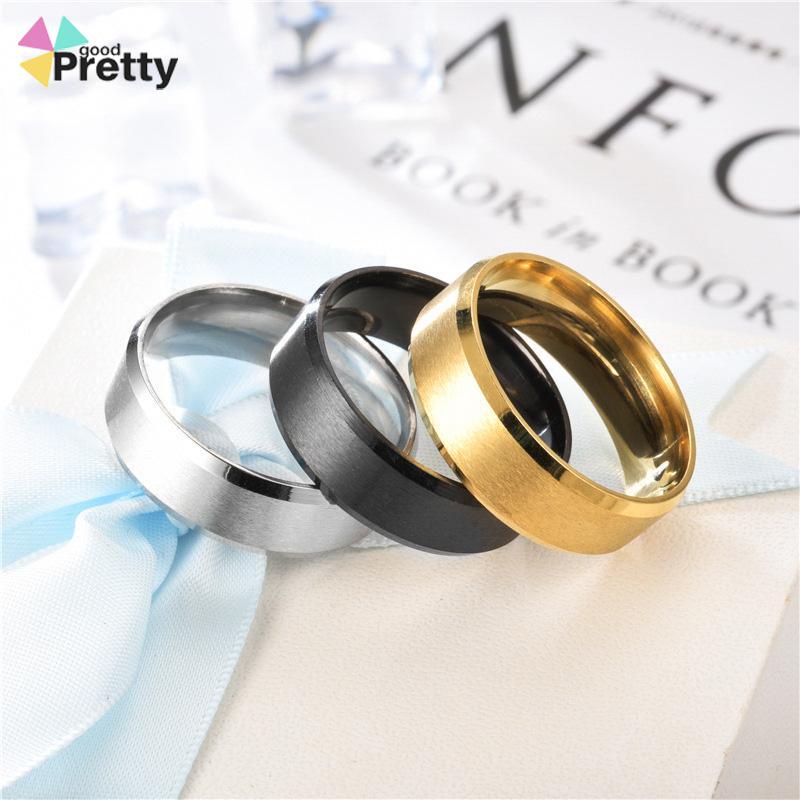 Cincin Jari Bahan Titanium Warna Hitam Emas Silver Untuk Pria - PD