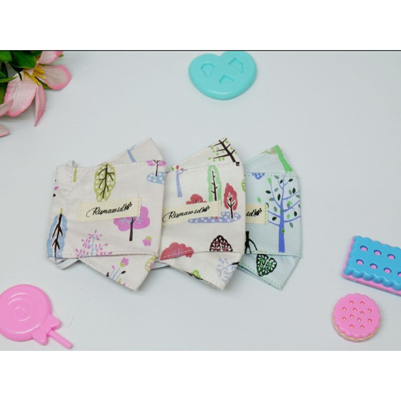 MASKER KAIN 3D ANAK | 3 DIMENSI | EVO | 3 LAPIS MOTIF POHON