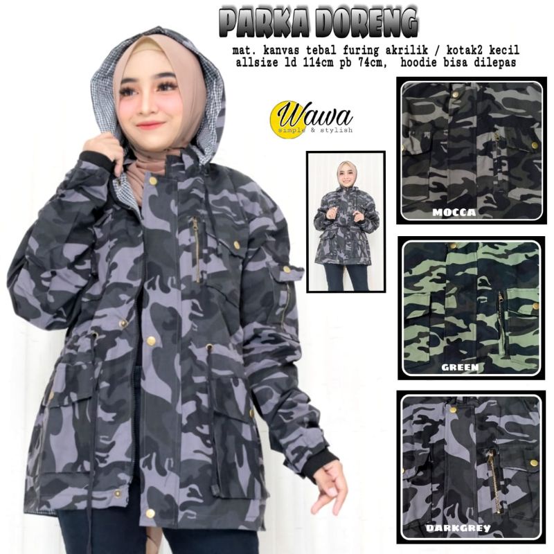 parka doreng/jaket doreng/parka army