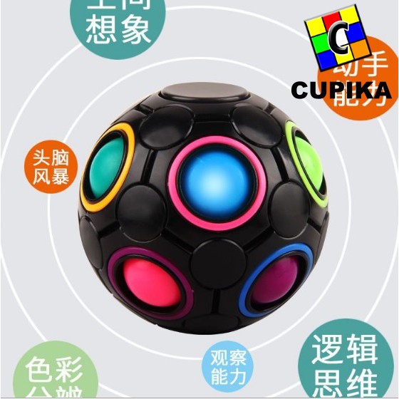 Rubik Bola Ball Rainbow Ball YONGJUN Diameter 7CM Blackbase