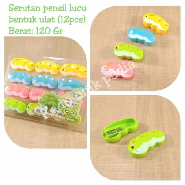 KUP - COD MURAH 2 PCS SERUTAN PENSIL LUCU BENTUK ULAT