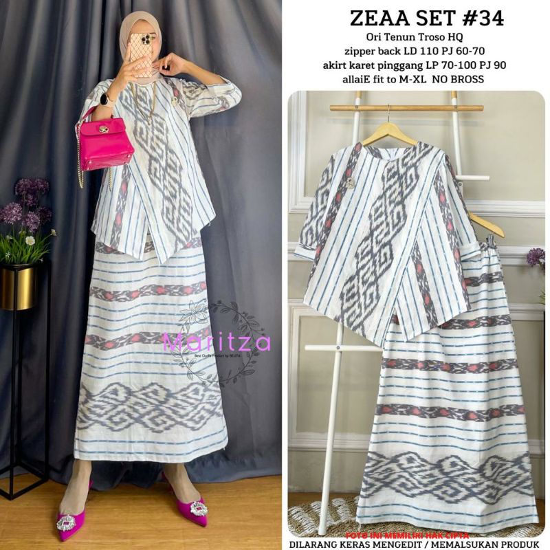 ZEAA SET & Alila Set by Jelita Maritza- One Set Baju Kerja Motif Batik Tenun Untuk Acara Formal