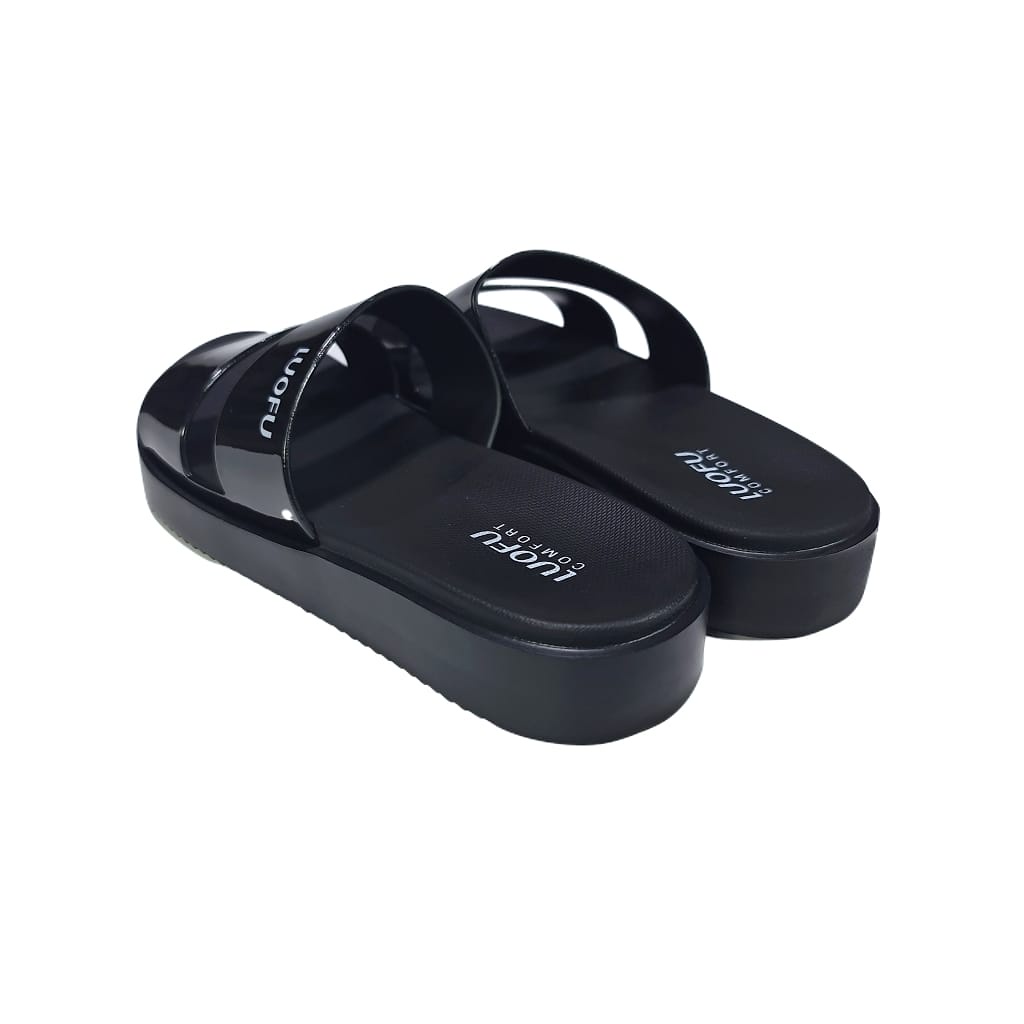 LUOFU ORIGINAL jelly sandal karet empuk murah wanita selop ban 2 import E7199A1-SH2WK