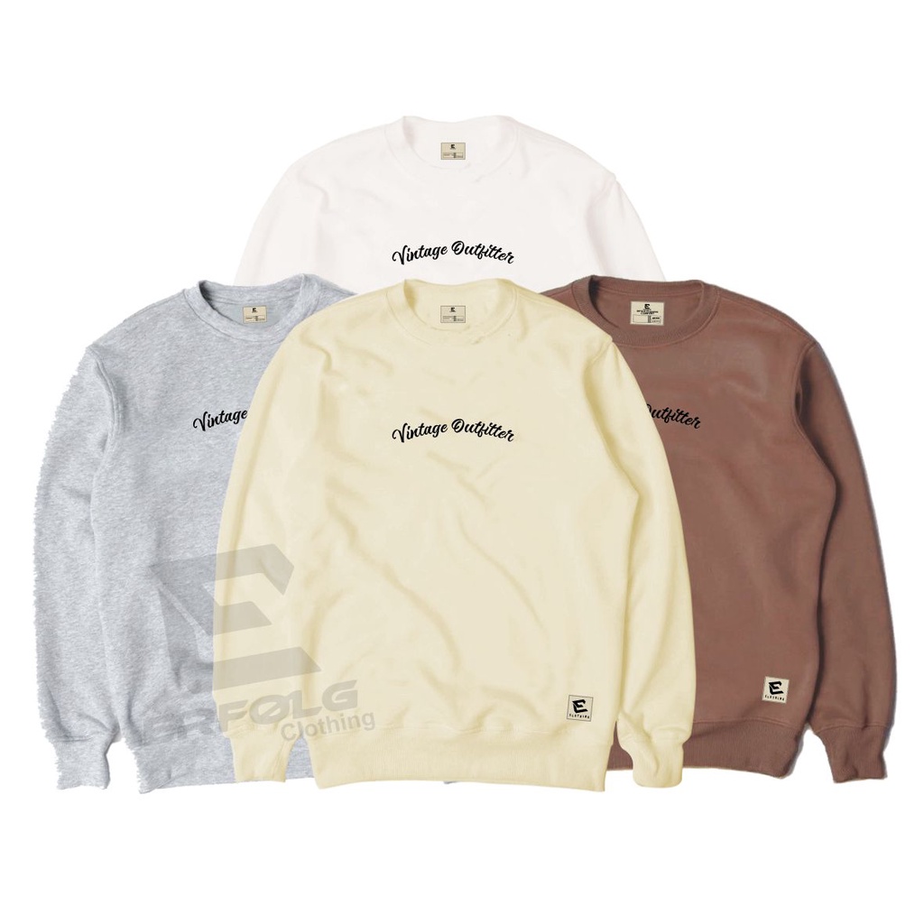 Erfolg Clothing Cwerneck Pria Original Sweater Crowneck Wanita Ori Oblong Sweatshirt Oversize Mocca Couple Pasangan Suwiter Jumbo Distro Brand Lokal Bandung Switer Cardigan Jepang Style Motif Sablon Vintage Outfittr Simpel