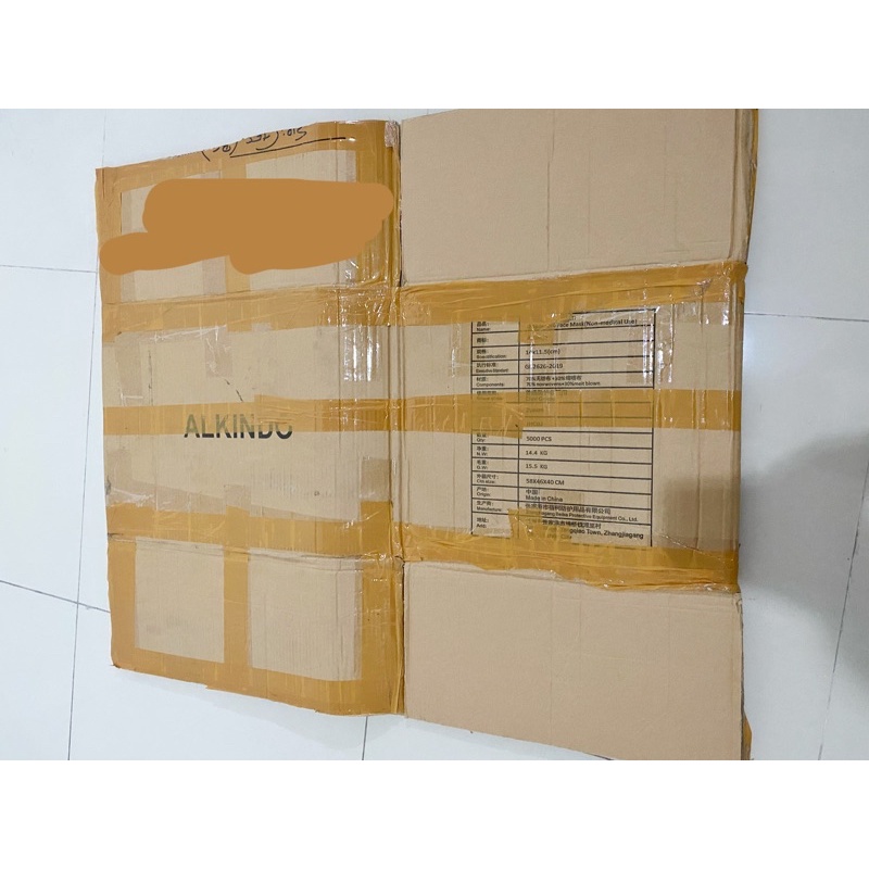 kardus / dus bekas MASKER MOUSON / ALKINDO DOUBLE LAYER untuk pindahan/packing