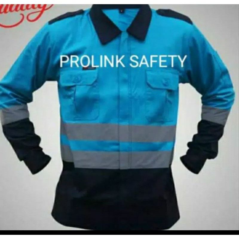 SERAGAM SAFETY PREMIUM BIRU LANGIT KOMBINASI DONGKER