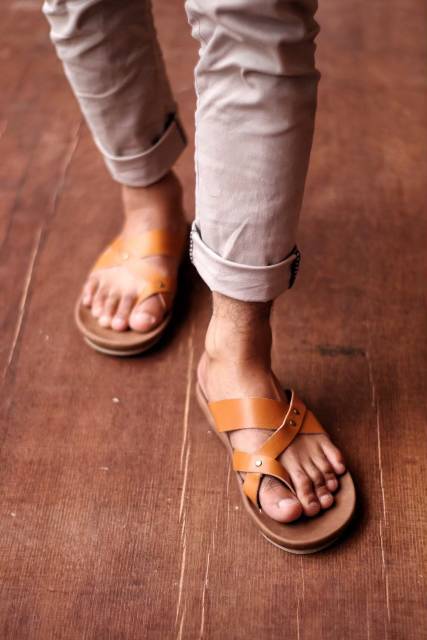 SANDAL KULIT PRIA CEVANY WIROS BLACK BROWN TAN KULIT SAPI ASLI ORIGINAL HANDMADE